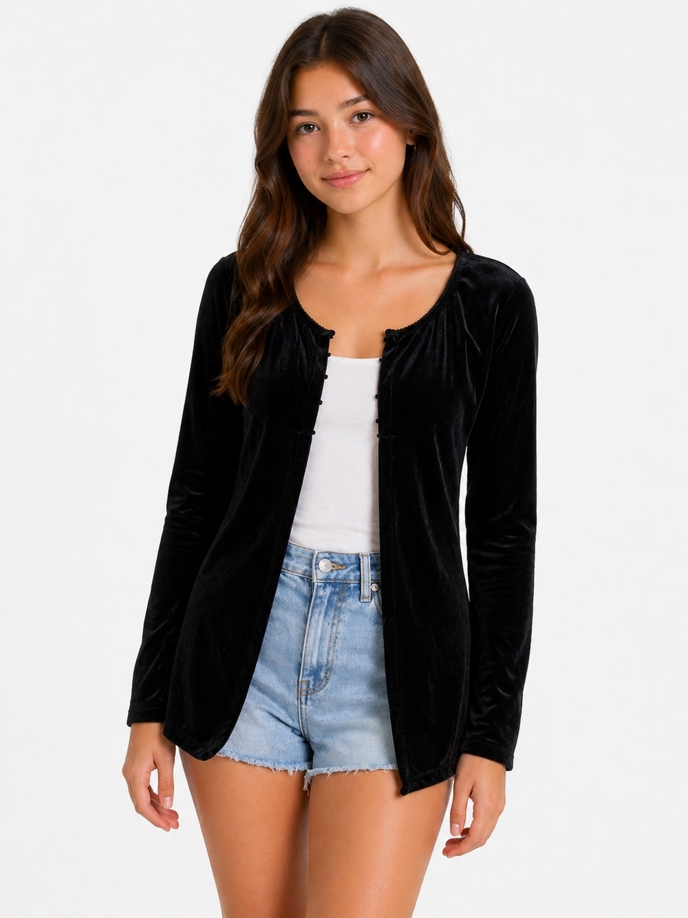 Limited Too Black Velour Open Cardigan